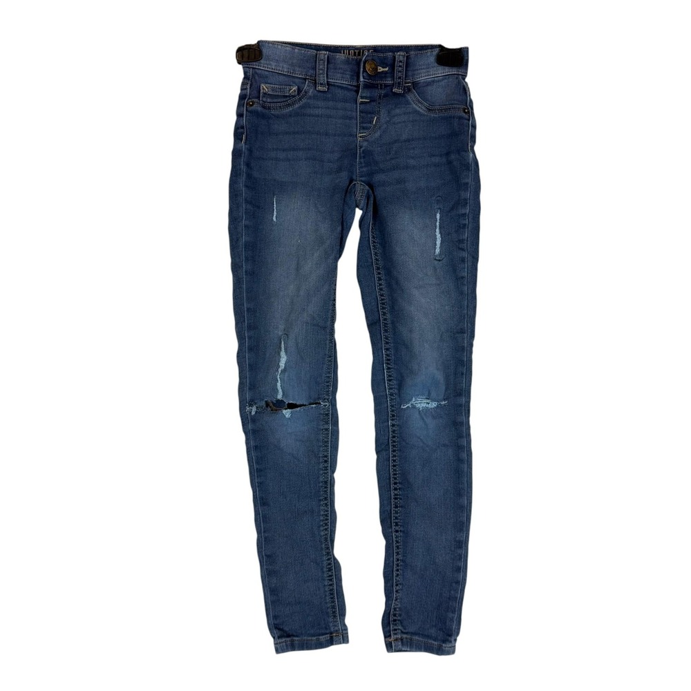 Justice Jeans Girls 10 Slim Blue Mid Rise Jegging Distressed Denim Stretch
